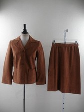 Women's Vtg 1970's 2-Pc Samuel Robert Skirt sz 10 Suit Brown Ultrasuede Blazer 8