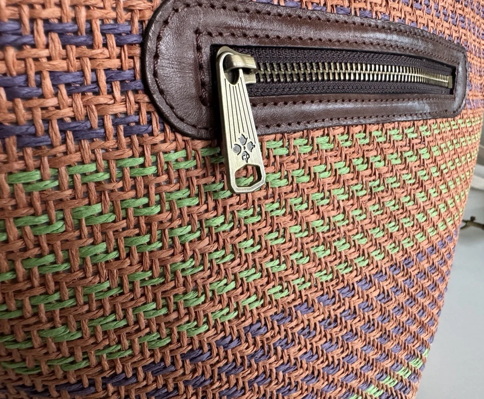 Patricia Nash Gia Cesta Tejida Paja ÚNICA Bolso Asas Redondas EXCELENTE ESTADO Foto 3 de 4