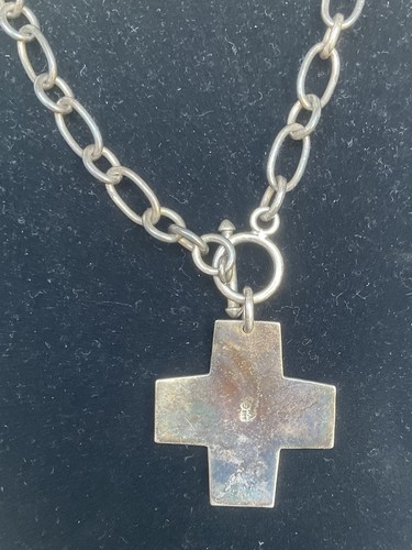 SILPADA 925 Sterling Silver Etched Cross Toggle Bar Necklace Vintage - Picture 2 of 5