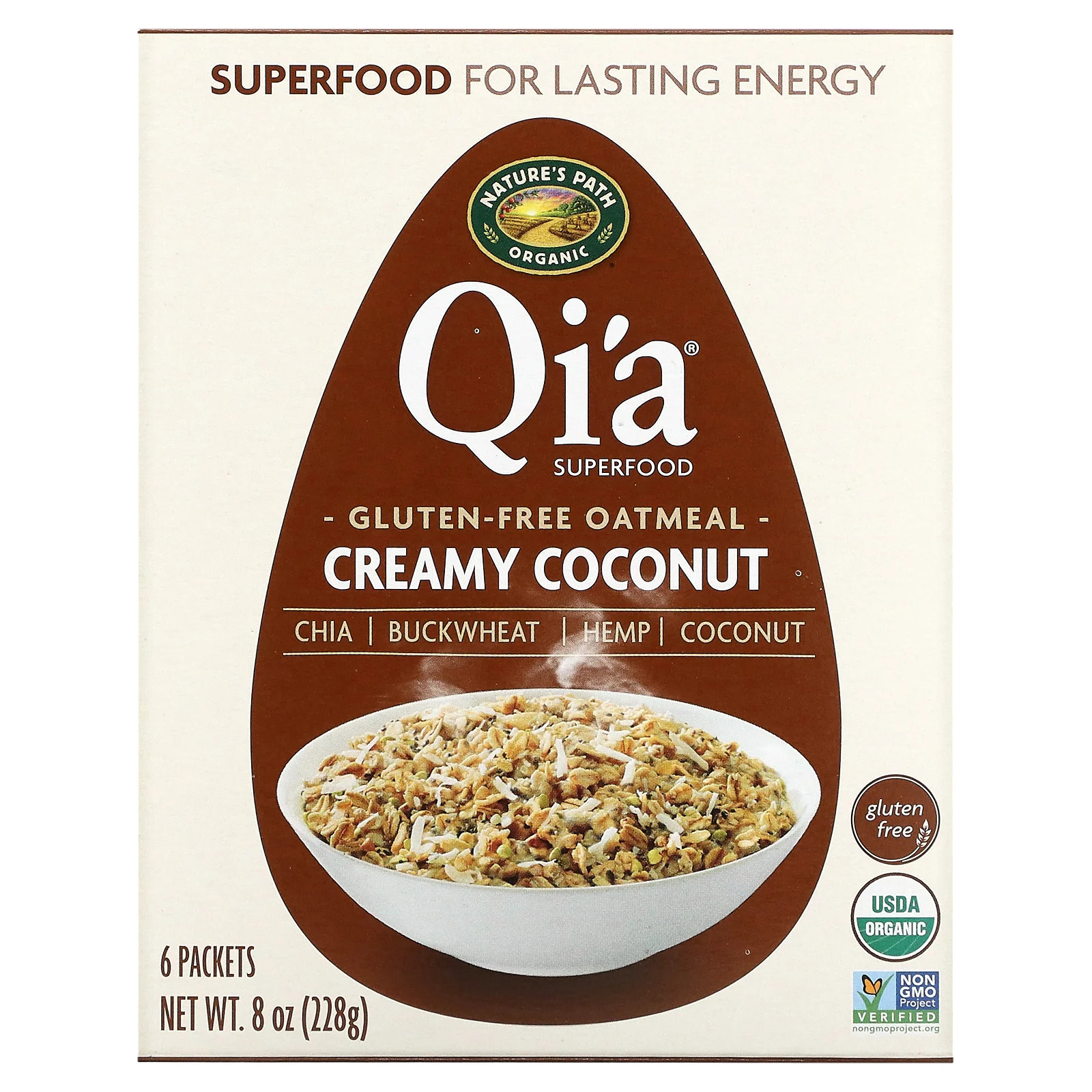 Овсяная каша Qia Superfood с кокосовой стружкой 6 пакетиков 8 унций 228 г 2390₽