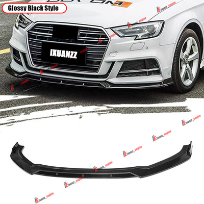 For Audi 8V A3 S-line S3 Facelift 2017 18 20 20 Front Bumper Lip Splitter Black