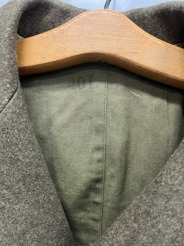 Vintage Military Wool Coat Mens 40L army Double Breasted green Overcoat WWII 40s - Picture 7 of 12