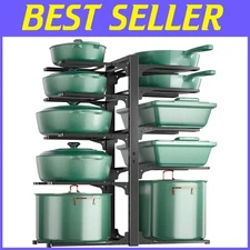 10-Tier Cabinet Pot Organizer - Adjustable Storage