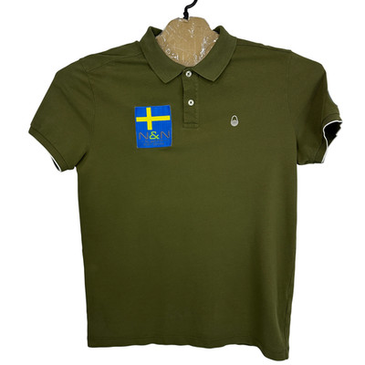 Sail Racing Bowman Poloshirt Herren Large Armeegrün Kurzarm Golf Tennis Y2K