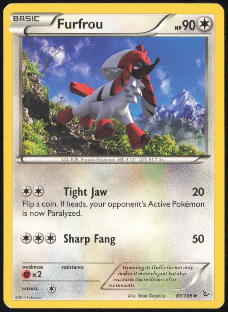 FURFROU 87/106 UNCOMMON FLASHFIRE POKEMON LIGHTLY PLAYED