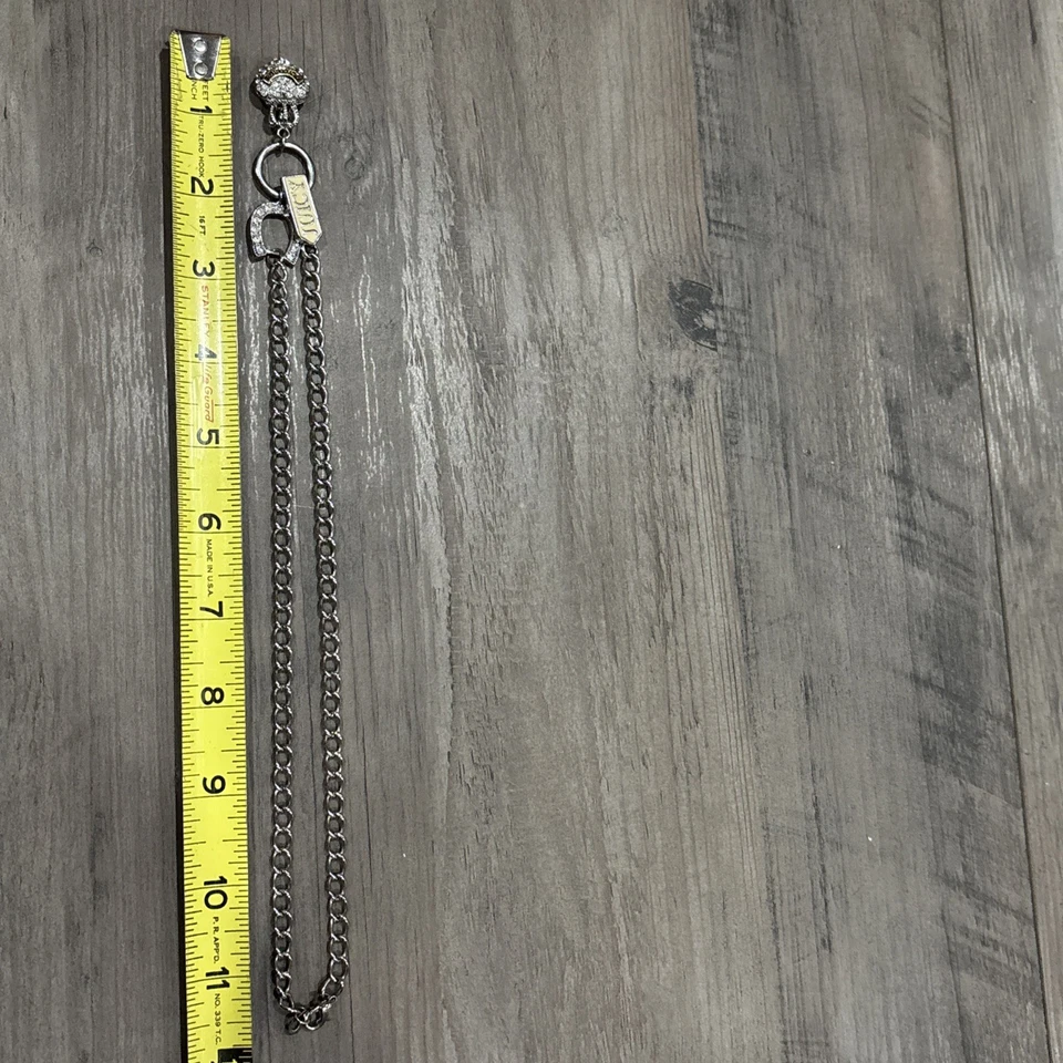 Vintage Y2K Juicy Couture Charm Necklace Puffy Heart Crown Horseshoe Silver Tone - Image 3 of 4