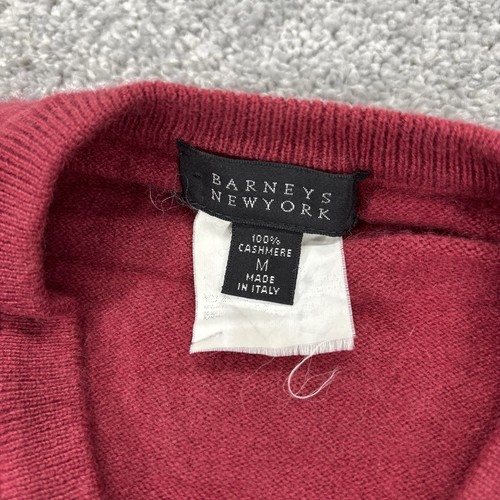 Barneys New York Cashmere Sweater Mens Medium Red V Neck Made In Italy Vintage - Picture 3 of 7