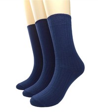 's Casual Cotton Crew Sock 3-Pack Basic Pure Color Soft Comfort Socks Navy B...