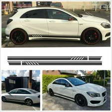 Universal Car Auto SUV Body Side Stripes Skirt Decals Vinyl Sticker Matte Black