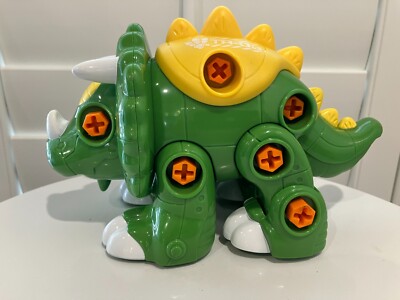 HAP-P-KID  Create and Play TR-03 Green and Yellow Dinosaur Triceratops Used!