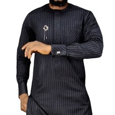 African Men 2 Piece Set Kaftan Shirt Pants Embroidered Danshiki Traditional Suit