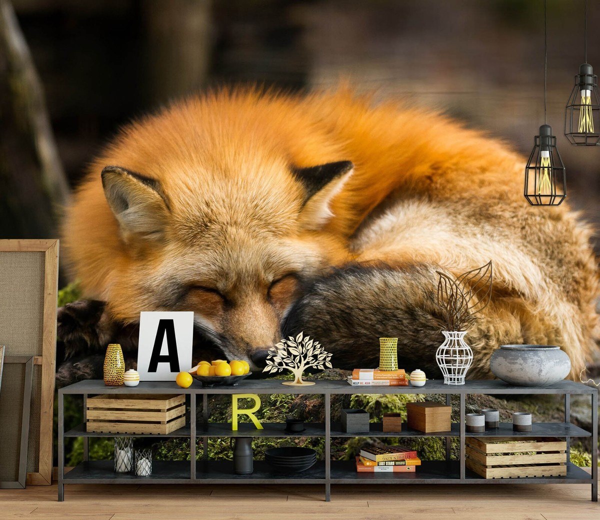 Stickers Muraux 3D Renard Jaune G606 – Déco Animaux Stickers Pour Chambre Ou Salon