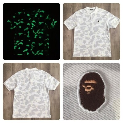 Glow in the dark BAPE City camo polo shirt White A Bathing Glow in the dark BAPE City camo polo shirt White A Bathing