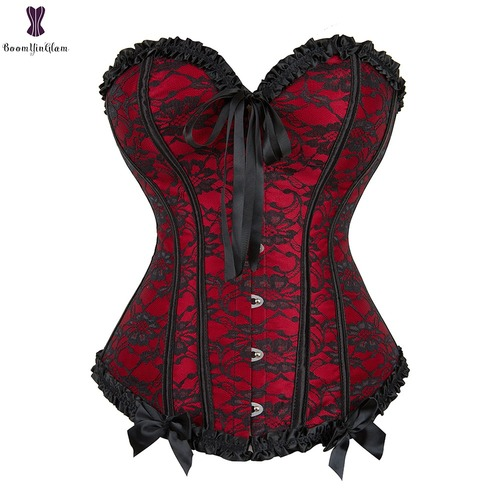 Damen Dessous Mieder Korselett Bustier Blumen Spitze Überbrust Korsett Übergröße - Bild 14 von 14