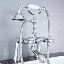 Chrome Brass Deck Mount Bathroom Tub Clawfoot Faucet W/ Hand Shower Sprayer