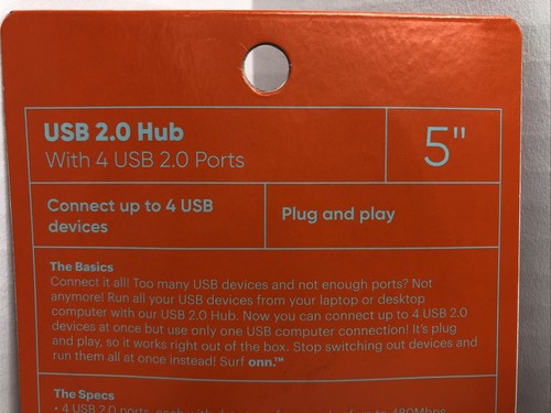USB 2.0 Hub with 4 USB 2.0 Ports in one Connection by Surf ONN - Afbeelding 7 van 9