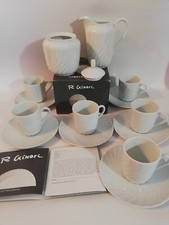 RICHARD GINORI ANCONA 6 TAZZINE CAFFÈ CON PIATTI ZUCCHERIERA DISEGNO ITALIANO 