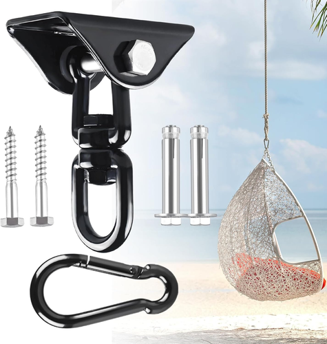 Heavy-Duty 360° Rotating Hammock Hanging Kit - 1000 Lb Stainless Steel Hooks - Picture 11 of 12