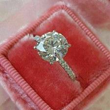 14K White Gold Plated 1.60Ct Round Lab-Created Diamond Engagement Wedding Ring