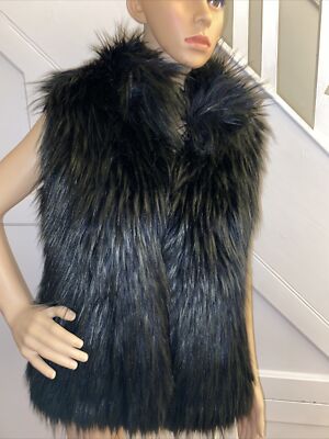 mint velvet shaggy gilet black UK 12 ladies perfect Jacket faux fur  Waistcoat UK