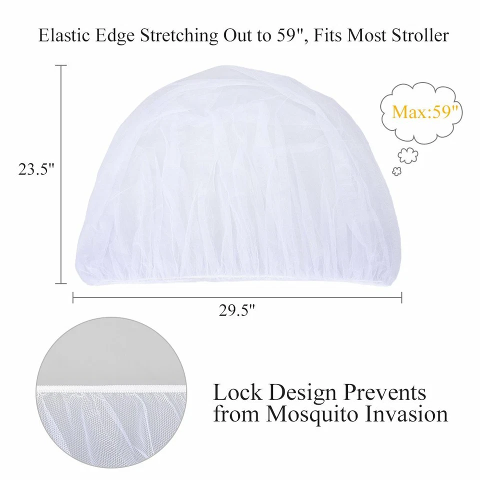 Baby TREND	Monaco Baby Child Stroller Mosquito Insect Net Mesh White Cover NEW - Image 3 of 3