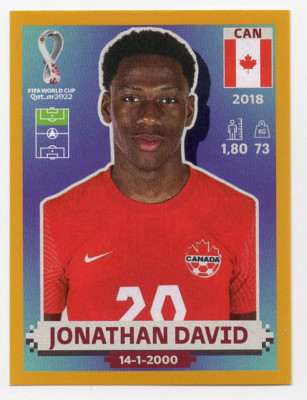 2022 Panini FIFA World Cup Sticker Gold CAN18 Jonathan David