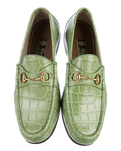 New Gucci Men's Horsebit Crocodile 