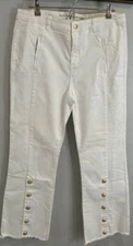 Soft Surroundings White Sailor Gold Button Bootcut Full Triple S Jeans New 14