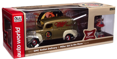 Auto World Miller High Life 1951 GMC Sedan Delivery W/ Figure 1:24 Car AW24016