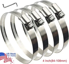 4" inch Adjustable Duct Clamps Hose Clamp Pipe Clamp  worm drive hose clamp 6Pcs