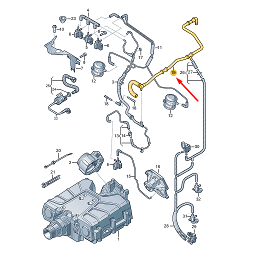 Tuyau de dépression neuf pour VW TOUAREG 7P MK2 06E133773DE d'origine