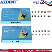 AZDENT Dental Ortho Self-Ligating Brackets Braces Roth/MBT.022 Hook 345 Metal