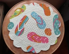 C&F Enterprises One Quilted Reversible Placemat “Flip Flop Life” Beach Vibes