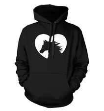 Heart With Horse Silhouette - Equestrian Animal Love Unisex Hoodie