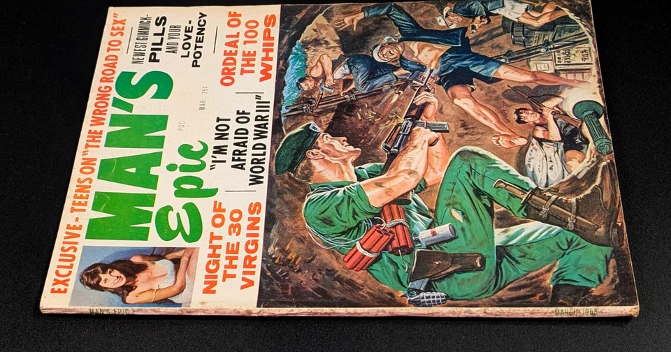 Man's Epic Pulp Magazine March 1968 Green Beret Viet Cong & Ordeal of 100 Whips Foto 4 de 4
