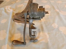 Antique Russwin Meat Grinder No. 1 Wood Hand Crank Russell & Erwin Mfg 1902 