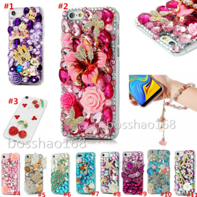 Bling Phone Case for Galaxy S23 S24 S25 Ultra/iphone 15 16 Pro Max Crystal strap