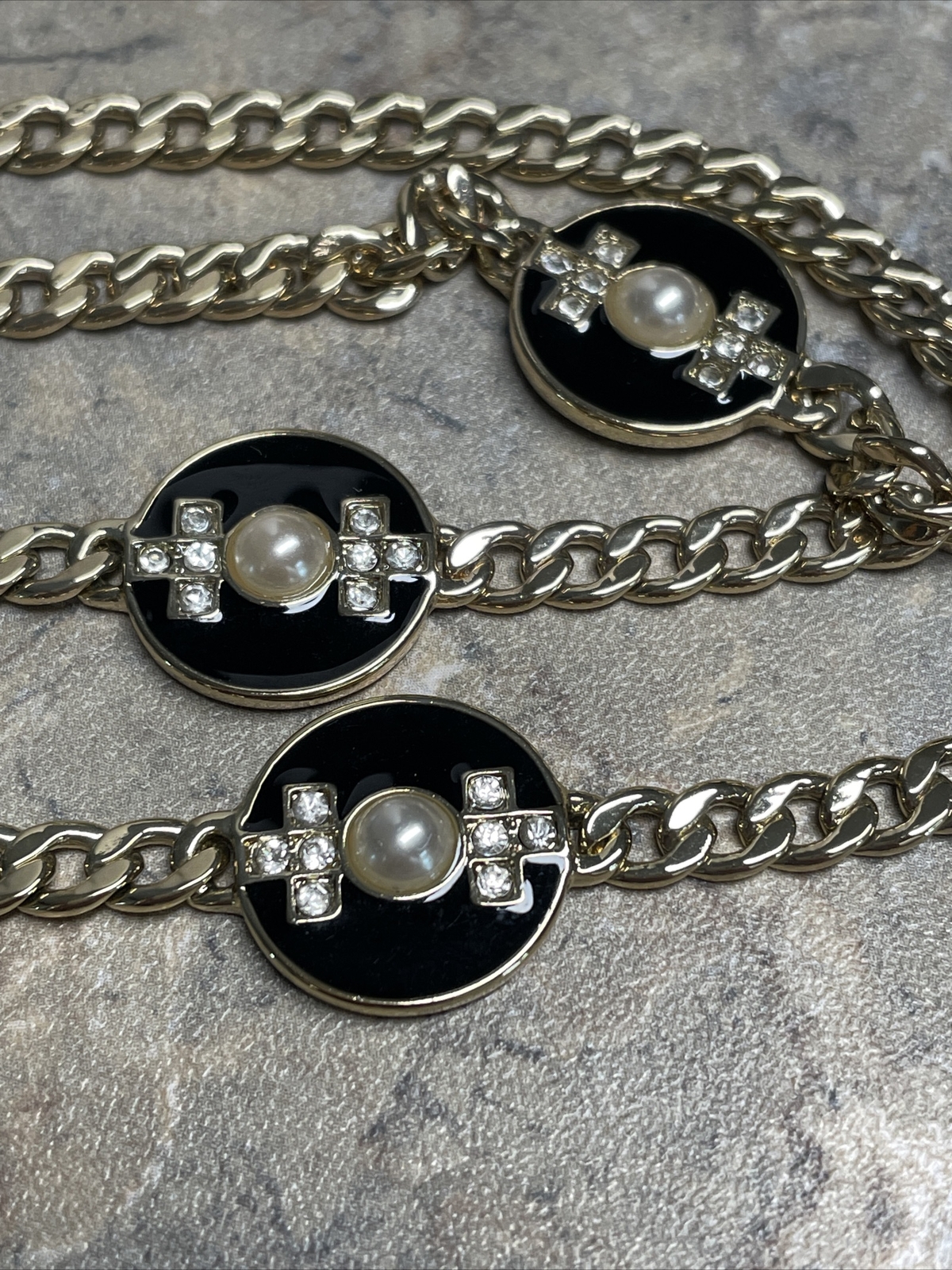 Vintage SHB Costume Jewelry Necklace Nice Quality 36” Gold Tone Pearl