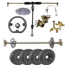 Go Kart ATV 29" Rear Live Axle Kit Sprocket Hub Brake 6" Wheels Front Steering