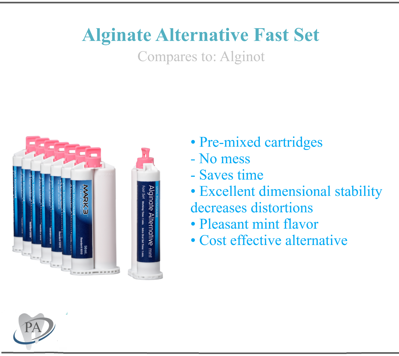 Dental Alginate Substitute Alternative 50mL Cartridges, Fast Set - Mint ...