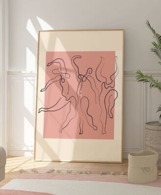 Picasso Die drei Tänzer Druck, minimalistische abstrakte Kunst, modernes Dekor