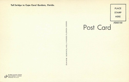 Postal del puente Cape Coral Gardens Florida 1969 sin usar - Imagen 2 de 2