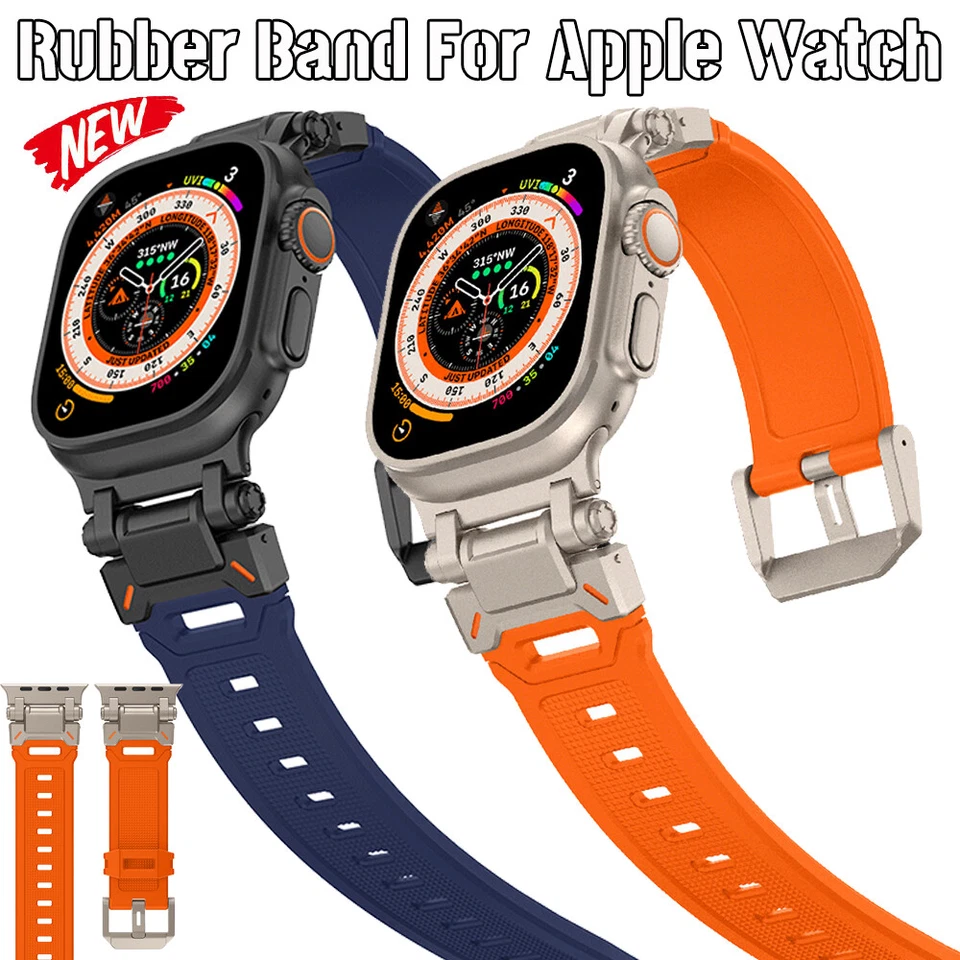 For Apple Watch Band Ultra 2 49mm Soft Rubber Strap 9 8 7 6 45/44/42mm Bracelet - Image 2 of 4
