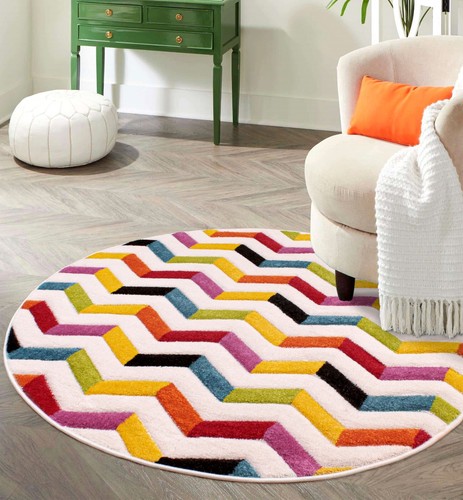 Spectra Carved Rug for Living Room Bright Multi Coloured Geometric Hallway Rugs - Picture 31 of 99