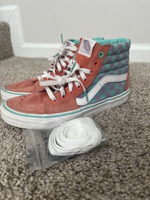 Van Hi Old Skool 721454 Checker Teal Salmon Wmns Mns Skate