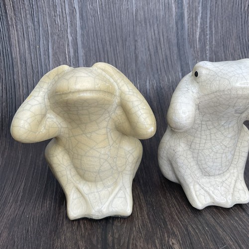 Figurines Seeno ivoire craquelé entendre pas voir pas grenouilles 4" de haut - Photo 5/16