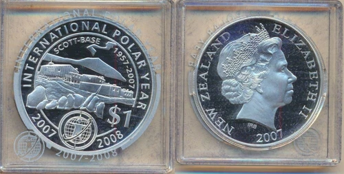 New Zealand: 2007 $1 Silver Proof Scott Base International Polar Year 