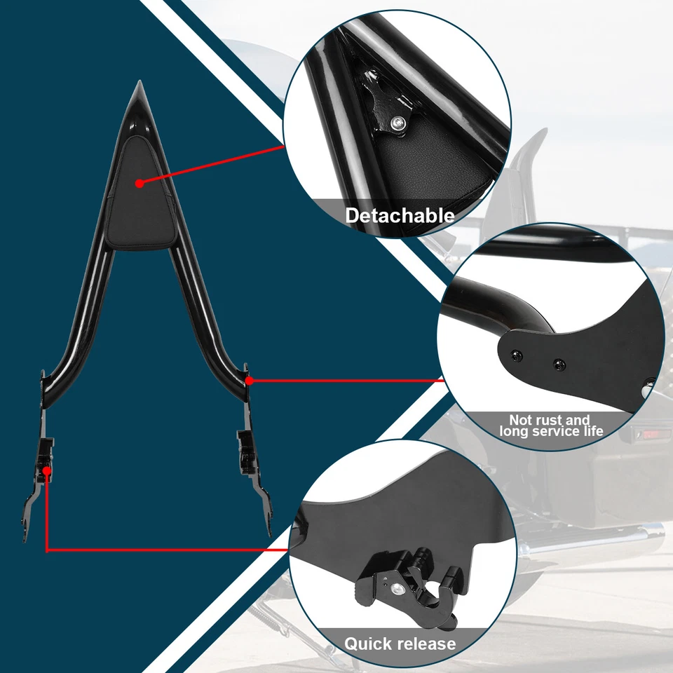 Respaldo de barra Sissy para Harley Davidson Touring Road Glide Electra Glide 2009-UP Foto 4 de 4