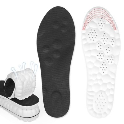 4D Memory Foam Arch Support Insoles for Men & Women, Black, US M 4~7/W 4.5~8.5
