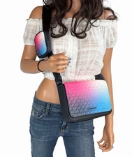 Michael Kors Cooper Flap Crossbody Bag + Pouch MK Ombre Dark Raspberry Multi